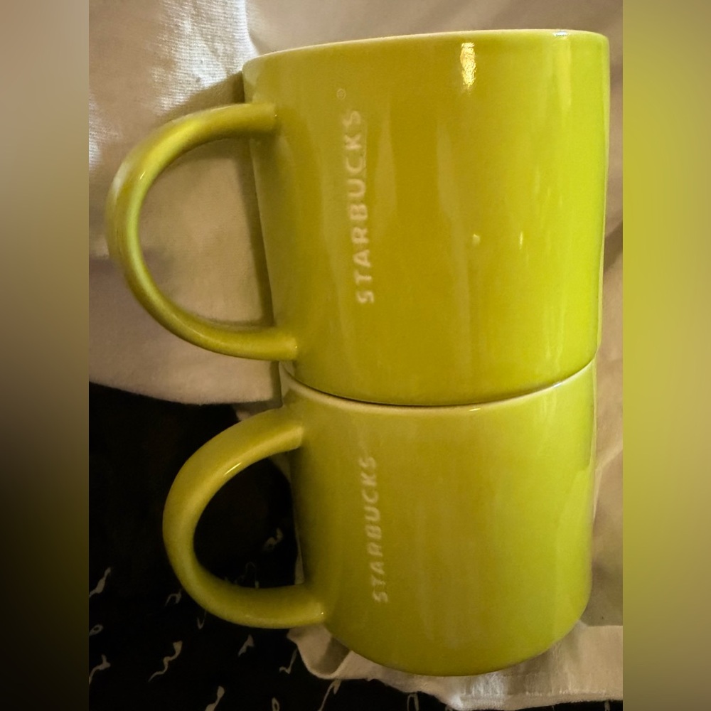 New w/o Box Starbucks Lime Green Mug Pair